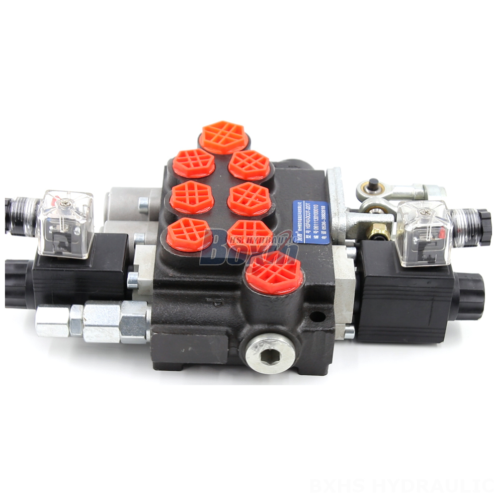 Industrial Hydraulic Valves: P40 Series, 3 Spool Monoblock with Solenoid & Joystick detail image